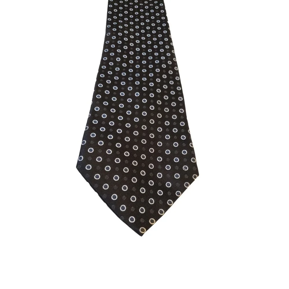 George Luxury 100%‎ Silk Black Circle Polka Dot Neck Tie Business Church Wedding